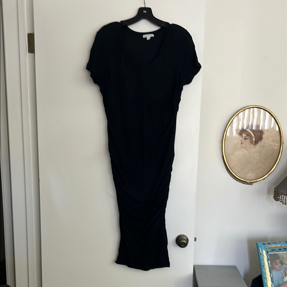 James Perse Black Bodycon Midi Dress
